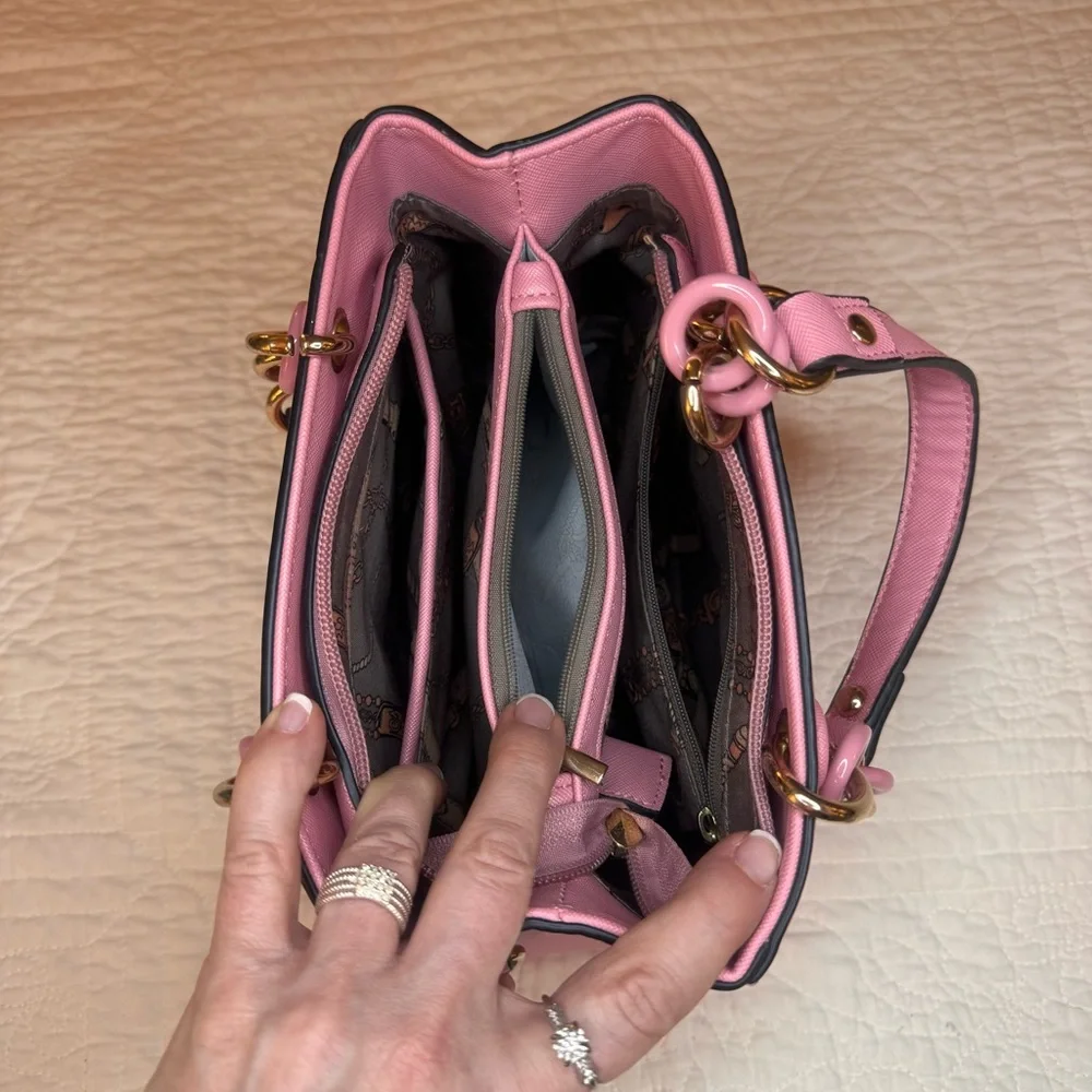 Pink Dainty Handbag with Gold Accent on Handles